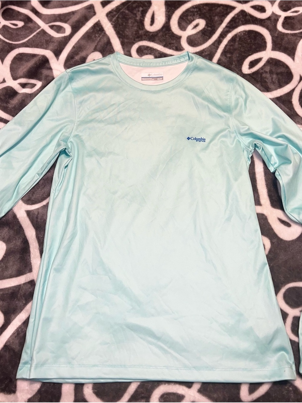 Columbia Light Aqua Long-Sleeve Performance Tee